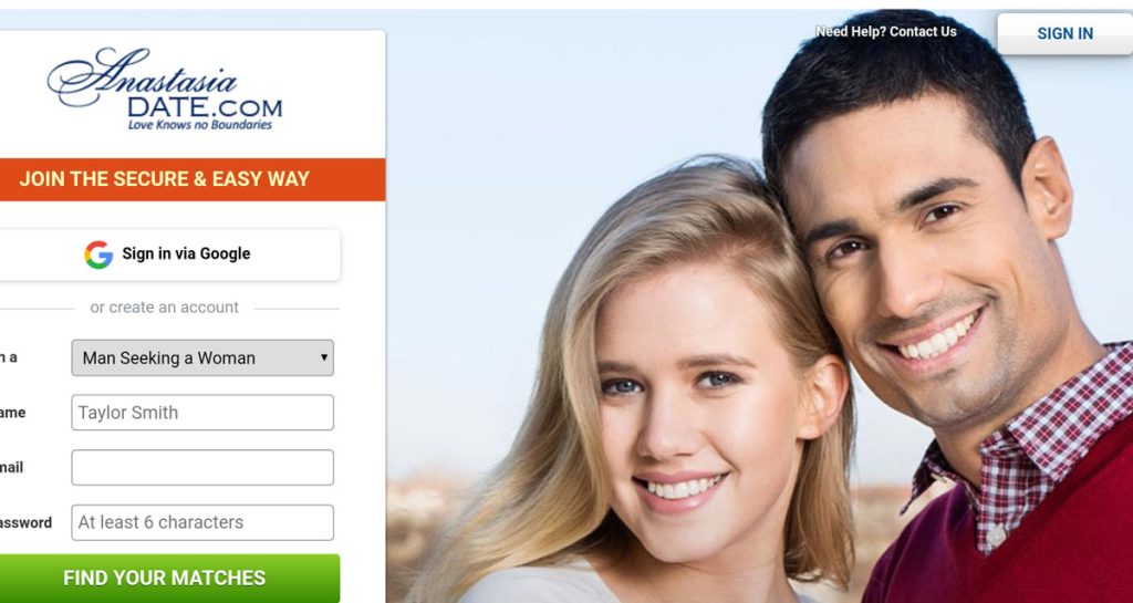 AnastasiaDate main page